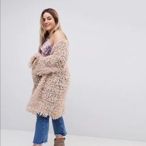 Glamorous Curve Oversized Cardigan In Shaggy Knit